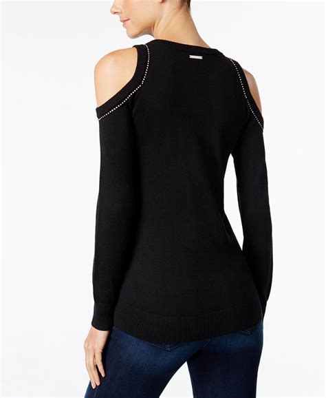 michael kors embellished cold shoulder sweater|Michael Kors sweater women's.